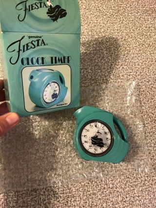 1997 Homer Laughlin Fiestaware Disk Pitcher Kitchen Clock Timer Turquoise
