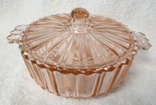 Pink Candy Dish With Lid Vintage Pink Depression Carnival 6 " X 2 1/2 "