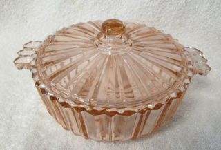 Pink Candy dish with lid vintage Pink Depression Carnival 6 