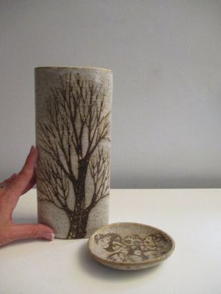 Mid Century Modern Andersen Design Ad Studio Maine Pottery Tree Vase & Dish