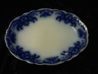 Antique W.  H.  Grindley Portman Flow Blue Oval Platter 10 " X 7 1/4 " 1891 - 1907