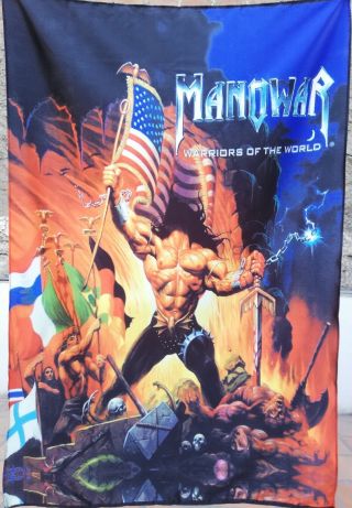 Manowar Warriors Of The World Flag Cloth Poster Wall Tapestry Cd Power Metal
