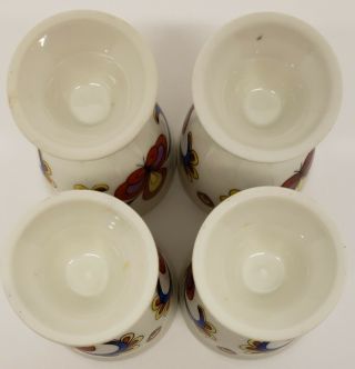 VINTAGE HARD TO FIND COLORFUL 4 PORSGRUND EGG CUPS FARMERS ROSE OSLO,  NORWAY 6