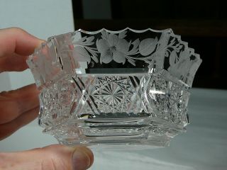 Antique Signed Tuthill Cut Glass Bowl with Underplate Mayonnaise? Vtg 4
