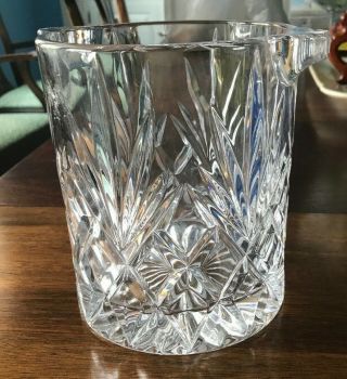 Vintage Cut Glass Vase Ice Bucket Very Heavy Clear Starburst Pattern