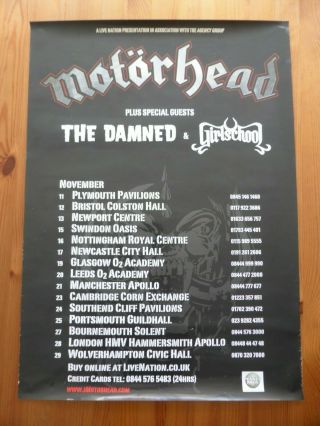 Motorhead - November 2009 Uk Tour Poster - The Damned / Girlschool 2
