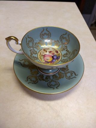 Aynsley Orchard Fruits Teacup,  Gold,  Teal,  2832