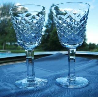 Waterford Irish Crystal.  Alana Pattern.  Two Cordial Glasses.  Signed