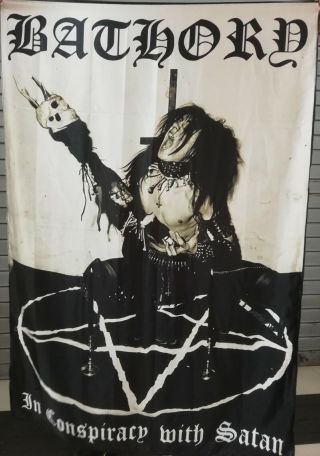 Bathory In Conspiracy With Satan Flag Cloth Poster Wall Tapestry Cd Black Metal