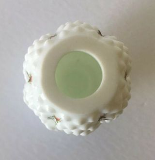 FENTON MILK GLASS HOBNAIL FAIRY LAMP CANDLE HOLDER - HAND PAINTED FLOWERS - SIGNED 6