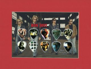 Bon Jovi Matted Picture Guitar Pick Set You Give Love A Bad Name Bed Of Roses