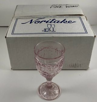 4 Noritake Arbor Pink Wine Glasses