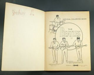 1964 The Beatles Official Coloring Book Saalfield / Nems Never Colored In Scarce 3