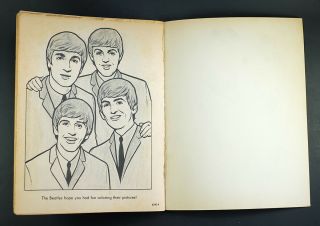1964 The Beatles Official Coloring Book Saalfield / Nems Never Colored In Scarce 7