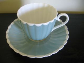 Susie Cooper Blue Scalloped Tea Cup And Saucer