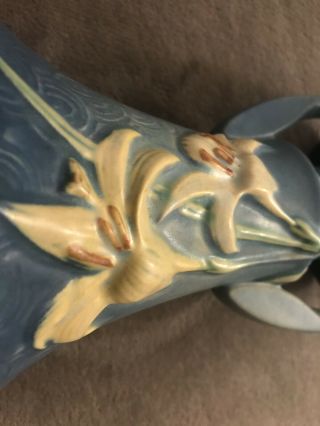 Roseville Pottery Blue Zephyr Lily Vase pattern no.  132 - 7 6