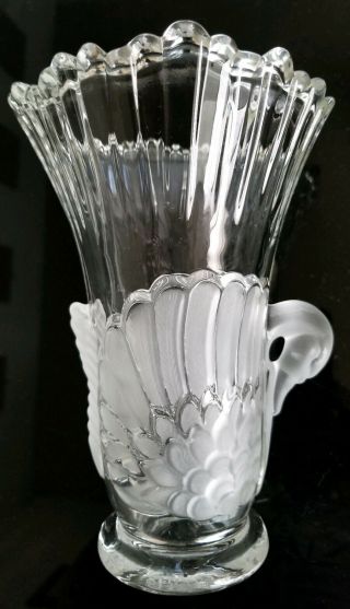 Vintage Clear Glass Crystal Swan Vase 7 3/4 " Tall X 5 1/4 " Mikasa