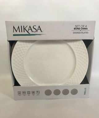 Mikasa Bone China Trellis 11” Dinner Plates Set Of 4 Brand