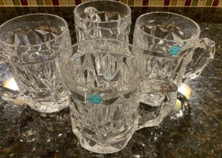 Rare Miller Lite Tiffany & Co.  Crystal Rock Cut Beer Glass / Mug,  Set Of 4 Four