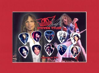 Aerosmith Steven Tyler Matted Picture Guitar Pick Set Limited Crazy Joe Perry