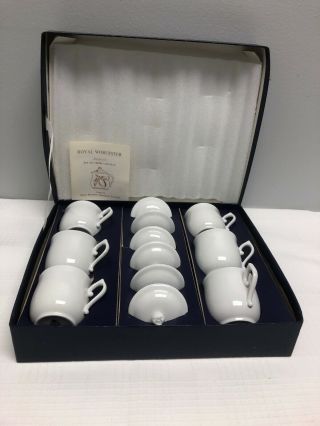 Royal Worcester Porcelain Pots De Creme Set Of 6 With Lids Floral Lid Top