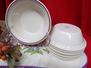 8 Corelle Abundance - Country Morning Soup Salad or Cereal Bowls Blue Maroon EUC 4