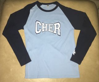 Cher Farewell Tour 2002 “living Proof” Shirt Raglan Light Blue W/ Navy Sleeves L