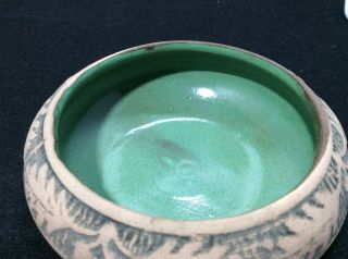 Pair Red Wing Stoneware Brush Ware Art Pottery Bowls Oak Leaf Acorn Green 8
