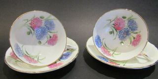 Paragon Pink And Blue Floral Teacups And Saucers