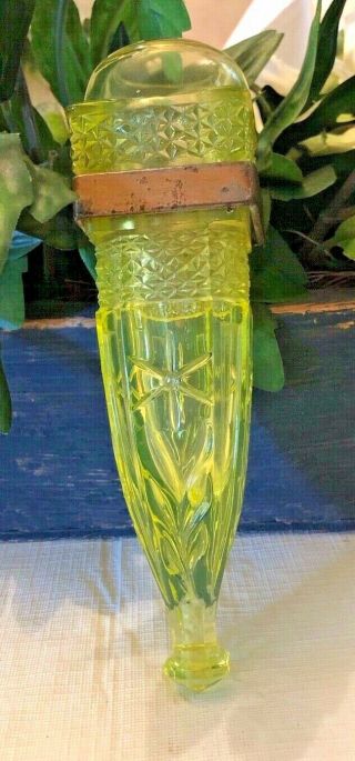 Antique Yellow Vaseline Glass Car/wall Vase