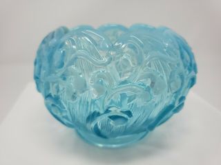 Fenton Art Glass Blue Carnival Opalescent Rose Bowl Vase Lily Of The Valley