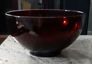 Vintage Anchor Hocking Royal Ruby Red Glass 10 " Punch/popcorn Bowl