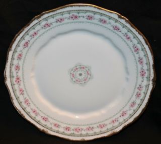 Haviland Double Gold Schleiger 4452 Set Of 3 Dinner Plates Pink Roses