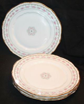 Haviland Double Gold Schleiger 4452 Set Of 4 Dinner Plates Pink Roses