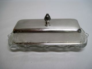Heisey 1567 Signed Plantation Butter Dish With Fisher Sterling Cover