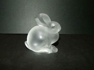 Lalique Bunny Rabbit Figurine Satin Glass Hand Cooler Signed Vintage
