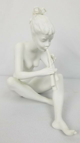 Kaiser White German Porcelain Woman Playing Flute