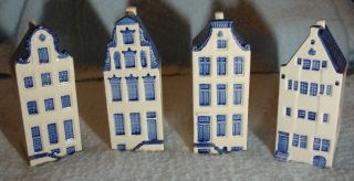 4 Delft Delftware Holland Canal Houses Designed By Elesva 5 3/4 " Tall