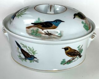 Le Faune Lourioux Cover Casserole Dish Lid Bird Fireproof Porcelain Oval France