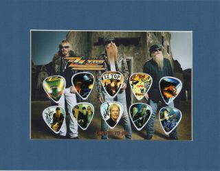 Zz Top Matted Picture Guitar Pick Set Limited Billy Gibbons Hombre Eliminator