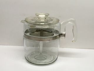 Vintage 9 Cup Pyrex Glass Coffee Pot Percolator Flameware Complete 7759 - B