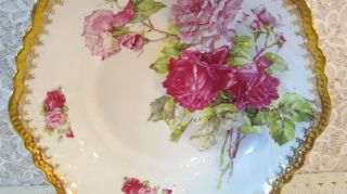 Wheelock Vienna Austria Big Serving & Fruit/Dessert Bowls Roses Heavy Gold Gilt 4