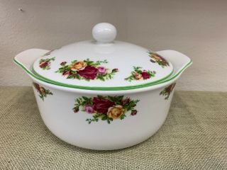 Royal Albert Old Country Roses Large Round Covered Casserole Dish Bowl