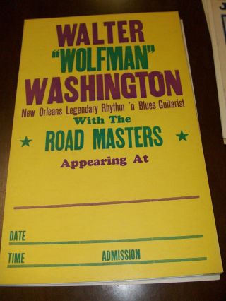 Walter " Wolfman " Washington Blank Bottom Stock Poster 14 X 22 Orig 1980s