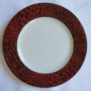 Neiman Marcus 95th Anniversary Red Leopard Salad Plate - Set Of 5