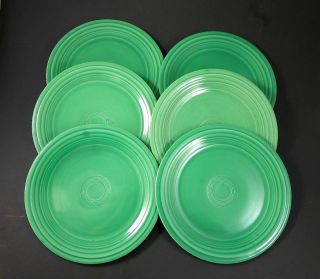 6 Vintage Old Fiestaware Homer Laughlin Medium Green Luncheon Plates 9 1/2 "