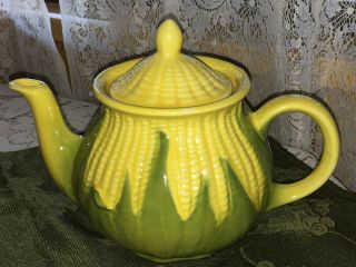 Vintage Corn King Shawnee Pottery Teapot & Lid Corn Ware Bright Perfect Tea Pot