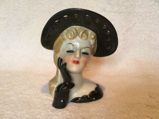 Gorgeous Vintage Lady Head Vase Polka Dots Napco S673a