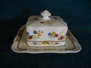 Copeland Spode Cowslip Discounted Square Butter Dish With Lid