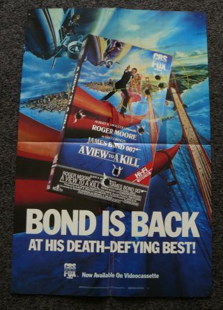 A View To Kill 1985 Orig Vhs Home Video Movie Poster 007 James Bond Roger Moore